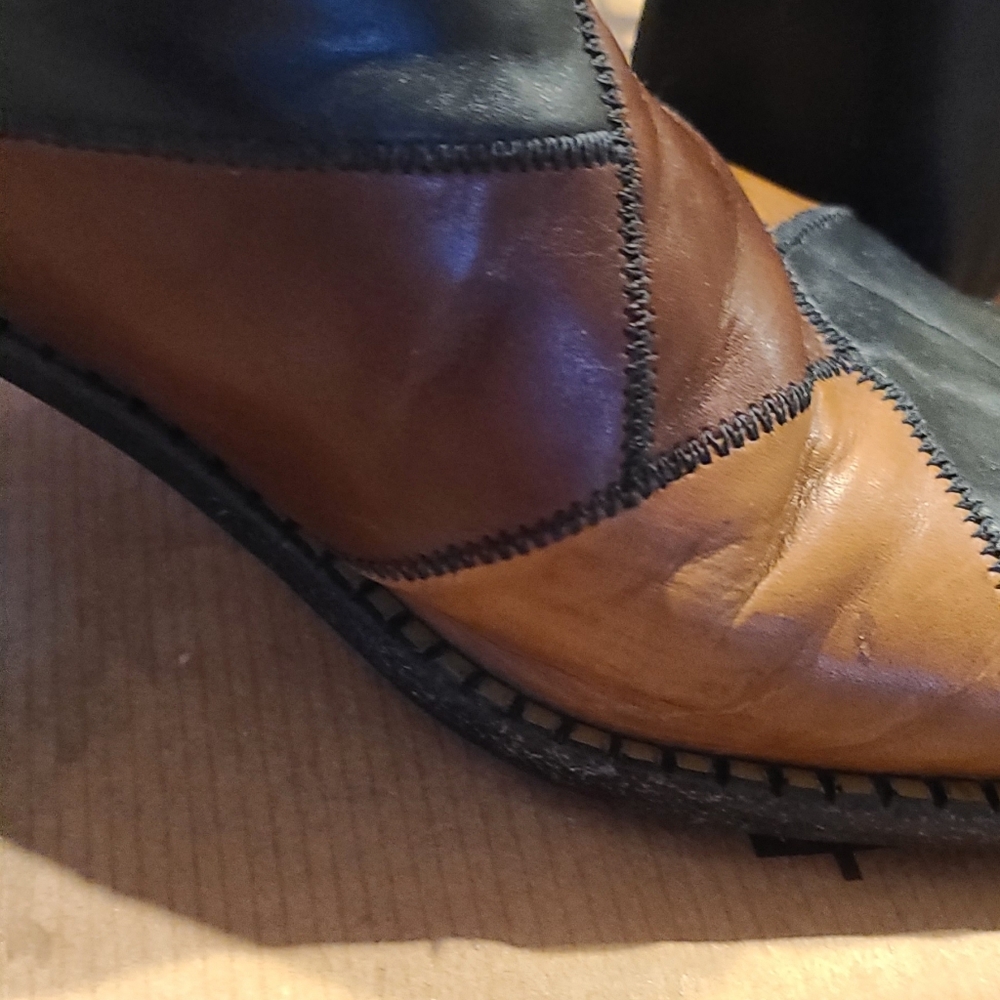 Womens Vintage 80's Franco Sarto Patchwork Real Leather Sandals - Picture 13 of 15